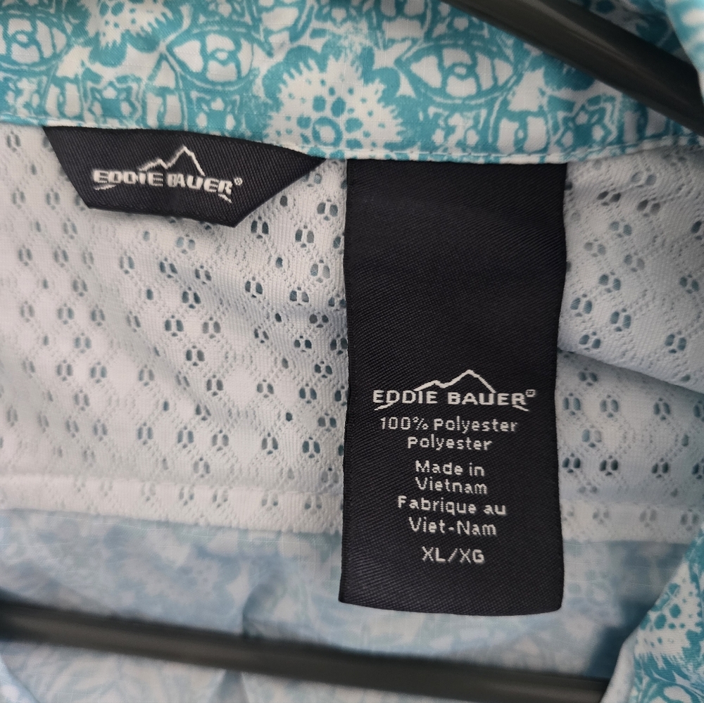 Eddie Bauer Blue Patterned Button-Up Lightweight Shirt XL - Picture 3 of 3